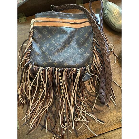 Vintage Boho Louis Vuitton Women's Brown Braided Leather Pochette Bosphore Bag - Picture 6 of 16